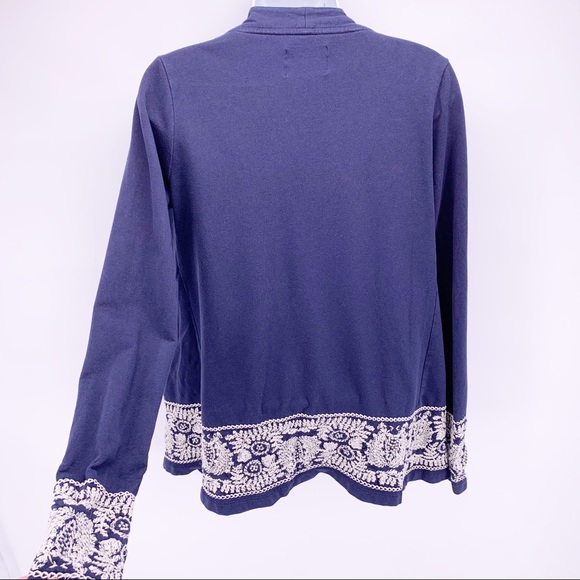 Lucky Lotus Blue Embroidered Cardigan Size XS - Picture 4 of 7